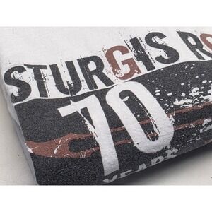 Anvil Sturgis Rocks 70 Years Motorcycle Rally Graphic T-Shirt Mens Large White